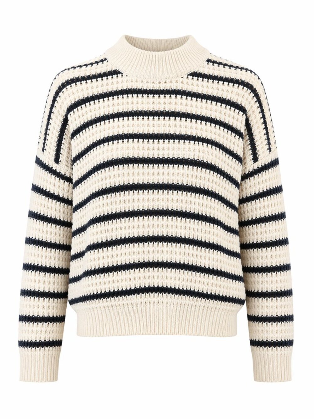Lara  Knit Women's Striped Pullover Sweater Cream & Navy Long Sleeve size M